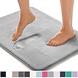GORILLA GRIP Original Thick Memory Foam Bath Rug, 30x20, Cushioned Soft Floor Mats, Absorbent Premium Bathroom Mat Rugs Rugs, Machine Washable, Luxury Plush Comfortable Carpet for Bath Room, Dark Gray