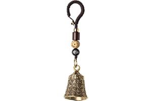 Mansiyuyee Brass Decorative Bells Keychain with The Buddhist Heart Sutra, Hanging Lucky Bell for Car Keys or Backpack