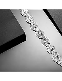 Yumei Jewelry, pulsera elastizada plateada con estrás, pulsera de boda, pulsera de tenis, pulsera de cristal, cobre, YMCXY1