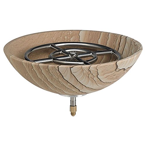 American Fireglass Sand Stone Fire Bowl Kit, Fire Bowl, 12" Fire Ring, Quiet-Flex Gas Line, Safety Shut-Off Valve - Natural Gas - Thumbnail 3
