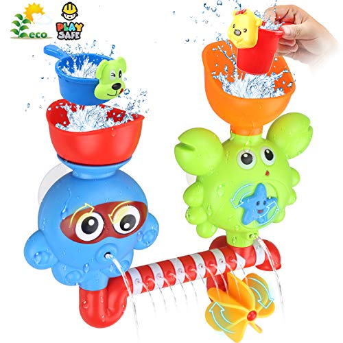 Bath Toys for Toddlers Babies Kids 1 2 3 Year Old Boys Girls Bathtub Toys Bath Wall Toy Fill Flow and Spin Waterfall Station with Strong Suction Cups Bath Toys Non Toxic Bath Toy Gift Ideas - Thumbnail 6