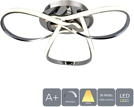 AUROLITE LED-Deckenleuchte, Chrom, 36 W, 2200 lm, dimmbar, 3000 K