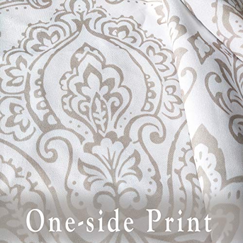 FMFUNCTEX White Grey Damask Print Curtains for Bedroom 63 inch Total