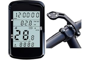 Bike Computer Wireless Speedometer, Odometer with 2.4 Inch LCD Display and Backlight, Always-On Mode 28 Hours Battery Life, E