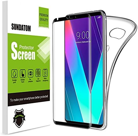 Sundatom LG V30 V30s ThinQ Glass Screen Protector, Tempered Glass Protective Full Coverage Film [Shock-Proof] [Anti-Scratch] [ Anti-Shatter] For LG V30 V30s ThinQ [Black]