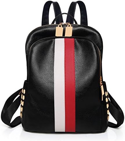 Softstreet Women Leather Backpack Casual Backpack Bag Teenager School Travel Back Pack Double Zipper Red