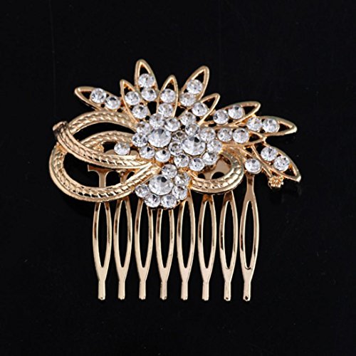 Flowers And More Interdental Comb Headdress, Unpara Attractive Glitter Jewerly Alloy Plating Gold and Silver Headdress (Gold)