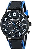 Stuhrling Original Men's 668.02 Monaco Quartz Multifunction Blue Accents Leather Watch
