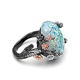 Ginger Lyne Collection Henrietta Elven Tree Branch Setting Oval Green Simulated Fire Opal Ring
