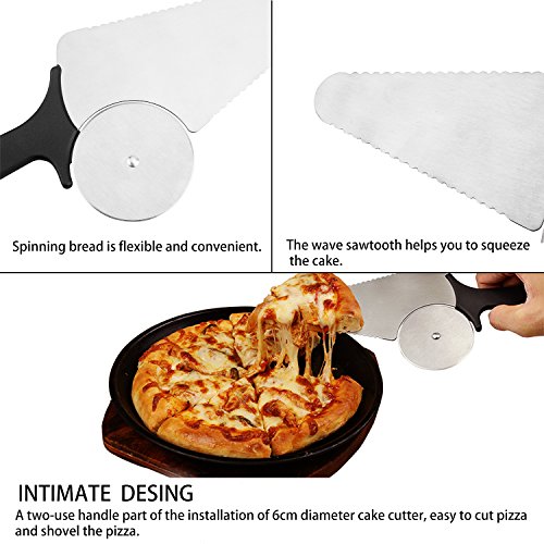 Pizza Cutter Wheel Stainless Steel Pizza Slicer Wheel Shovel, 3 in 1