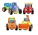 FanBell Friction Powered Cars Push and Go Car Construction Vehicles Toys Set of 4 Tractor,Bulldozer,Cement Mixer Truck,Dumper Push Back Cartoon Play Toy Trucks for Kids Gift