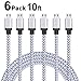  Micro USB Cable, Amoner 6Pack 10FT Micro USB to USB Android Charger Cable, Fast USB Charging Cable for Windows/MP3 and More (White)