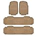 BDK Heavy Duty VAN SUV Rubber Floor Mats - 4 Pieces 3 Rows Full Set- All Weather Trimmable Mat (Beige) - MT-713-711-BG_AMHD