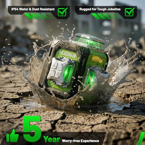 Niveau Laser 360 Autonivelant avec Trépied 152cm, Huepar 3x360 Croisé Laser Vert avec Mode Impulsion, 40m Compacte 3D Laser Niveau Rechargeable, Base Magnétique – Précision Pro pour Chantier&Bricolage
