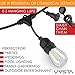 Vysta 52 Feet LED Outdoor Patio String Lights – Industrial Grade Wire Strand, 17 Clear Bulbs and Sockets, Daisy Chain Outlet - Soft White Glow