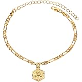 Initial Ankle Bracelets for Women Men, 18K Gold Silver Figaro Cuban Link Anklet Bracelet for Women Teen Girls, Custom Name Go