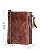 Lareinea Men Genuine Leather Cowhide Zip Wallet Vintage Bifold with Double Zipper Pockets (Brown)