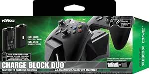 Nyko Charge Block Duo -2 Port Controller Charging Station with 2 Rechargeable Batteries, Covers and included Micro-USB/AC Power Cord for Xbox One, Black