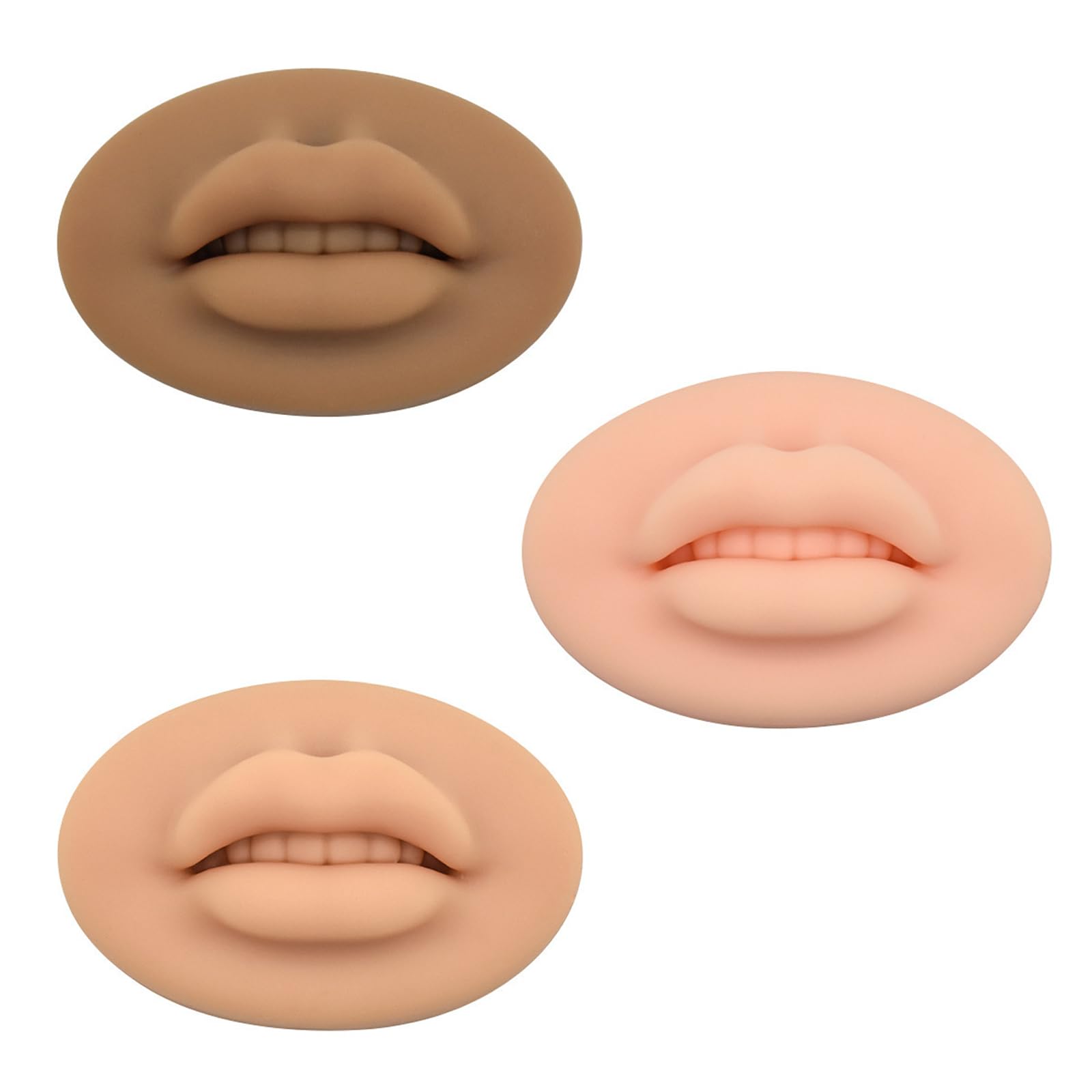 3Pcs Cosmetic Training Tattoo Practice Lips Vivid Funny 3D Silicone Lips Soft Microblading Practice Lips for Tattoo Artists, Beginners Cosmetic