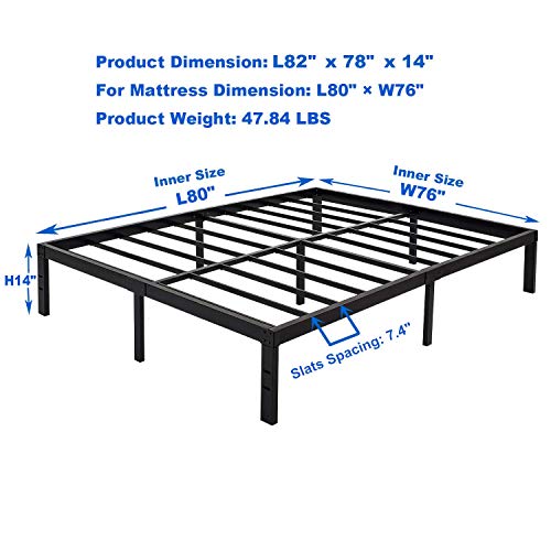 zizin King Bed Frame with Storage Heavy Duty Platform Frames/14 Inch Sturdy Metal Beds 3500LBS
