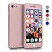 VANSIN iPhone 7 Case, 360 Full Body Protection Hard Slim Case Coated Non Slip Matte Surface with Tempered Glass Screen Protector for Apple iPhone 7 Only (4.7-inch) - (Rose Gold)