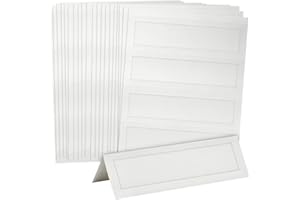 Sustainable Greetings Table Tents - 2.5 x 8 In, White, 120 Pack, 180 GSM Cardstock - Printable Seating Place Cards & Name Tents for Wedding & Event Tables - Easy Fold Tented Placecards