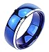 King Will Men's 8mm Tungsten Carbide Ring Two Tone Blue Plated Polish Beveled Edge Wedding Band(9.5)