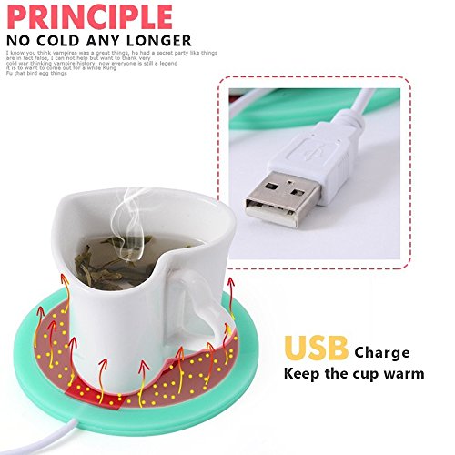 Coffee Warmer (Cup not Include) USB Coffee Insulation Electric Warmer Silicone Mat Mug Keep Hot Beverage Warm ,Computer Coffee Warmer Tea Warmer (Red)
