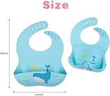 Vicloon Silicone Baby Bibs 2 Pack Crumb Tray BPA Free Waterproof Blue Green view 2