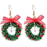 Christmas Earrings for Women Xmas Tree Jingle Bell Bow Dangle Earrings Cute Green Wreath Drop Earrings Christmas Festival Party Decor Jewelry for Friend Family
