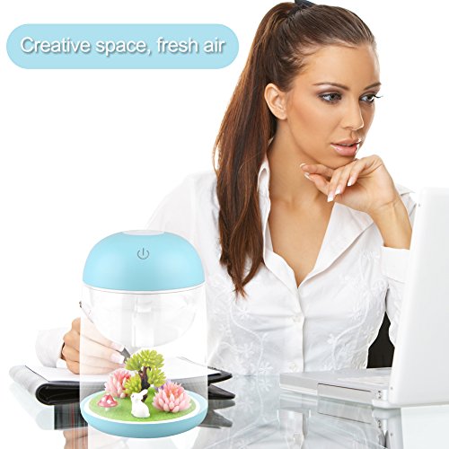 Loneyshow Micro Landscape humidifier Diffuser 180ml Cool Mist Humidifier with Adjustable Mist Mode, Waterless Auto Shut-off (Blue) - Thumbnail 4