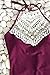 CUPSHE Women's Crochet Halter Padding One Piece Swimsuit Medium Burgundy