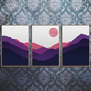 3 Piece Framed Canvas Wall Art for Living Room, Bedroom Mountain Landscape Illustration IX Canvas Prints for Home Decoration Ready to Hang - 16"x24"x3 Panels