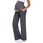 Summer Mae CloudFeel Maternity Pants Over The Belly Pregnancy Yoga Pant with Pockets Stretchy Casual Lounge Wide Leg Trousers