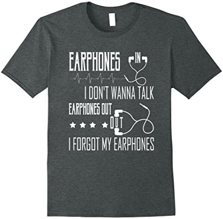 Mens Funny Music Earphones Quote T-Shirt Large Dark Heather