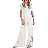 FSHAOES Womens Suspender Overalls High Waist Loose Sleeveless Wide Leg Jumpsuit Spaghetti Strap Baggy Long Romper