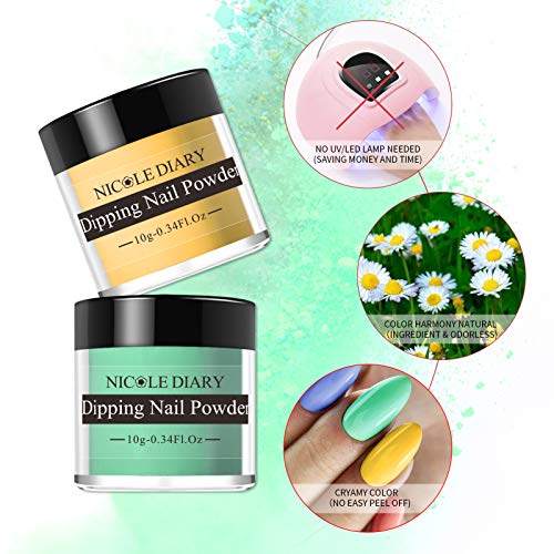 NICOLE DIARY Dip Powder kit 10 Colors Rainbow Summer Neon Purple Red