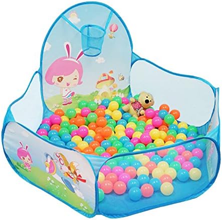 Baby Ball Pit,Play Tent with Basketball Hoop, Aobik Cartoon Girls Boys 1.2m Extra Large Portable Foldable Ball Pool Indoor and Outdoor Play House for Kids Babys,Color Blue