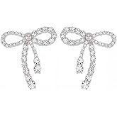 Bow Earrings for Women Cubic Zirconia Stud Earrings Cute Dangle Earring Gold Silver