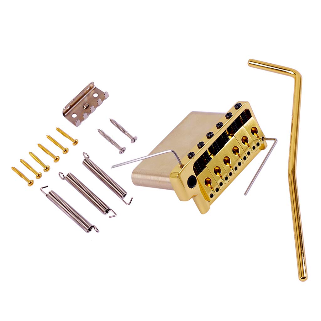 Alnicov Tremolo System Brass Bridge Saddles for 6 String ST Electric Guitar Gold