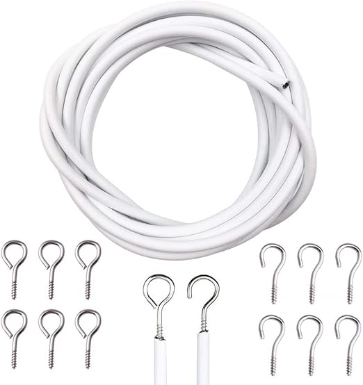 The Bead Shop Net Curtain Hanging Wire 5 Metres Hook Eye 10 Sets