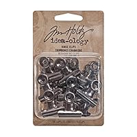 Tim Holtz Idea-ology Hinge Clips, Antique Satin Nickel Finish, Pack of 15 Miniature Metal Bulldog Clips, 7/8 x 7/8 Inch, TH92692