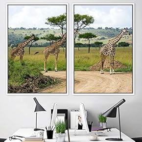 signwin 2 Piece Framed Canvas Wall Art Giraffes...