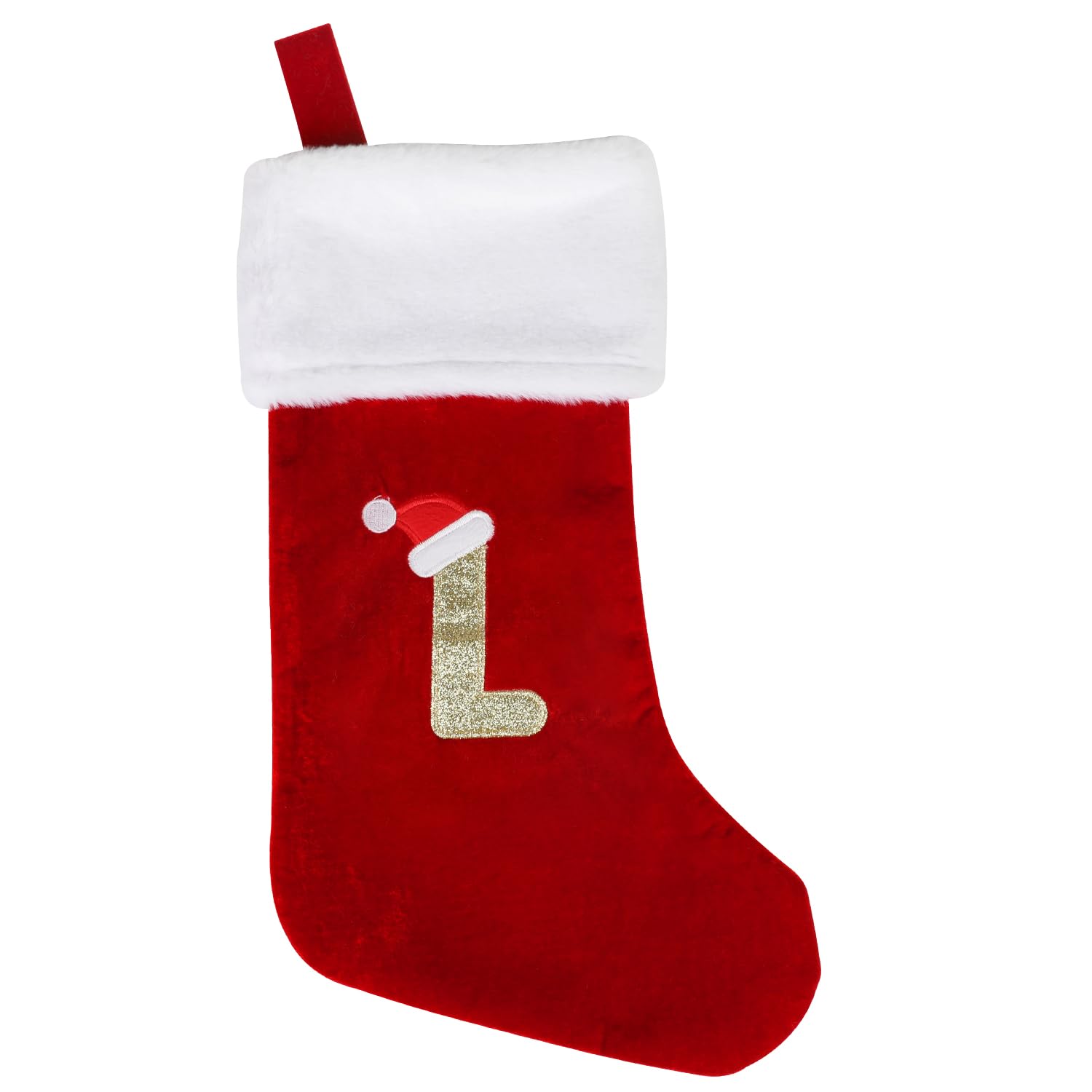 VEYLIN Christmas Stockings with Letters, 20 Inch Plush Christmas Stockings Large Embroidered Stockings Christmas Stockings for Kids/Adult Home Decorations(L)