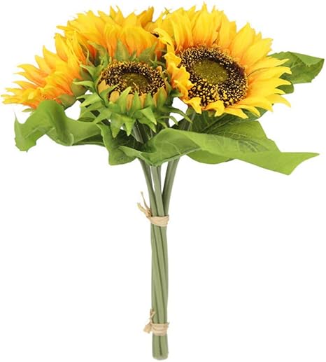 Amazon 造花 ひまわり 向日葵 花束 フラワー 観葉植物 小型 手作り インテリア アートフラワー 人工 植木鉢付き 茎シート付 テーブル Ig プレゼント 軽量 Diy 手持ち 置物 安全無毒 可愛い 人気 黄色 造花 オンライン通販