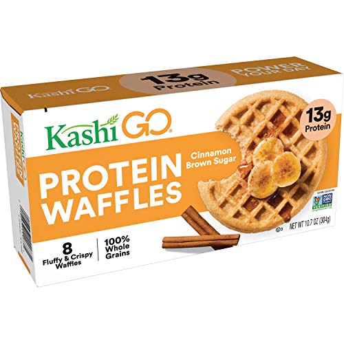 Kashi GO, Cinnamon Brown Sugar, Protein Waffles, 100% Whole Grains, Non-GMO Project Verified, 10.7oz (8 Waffles)