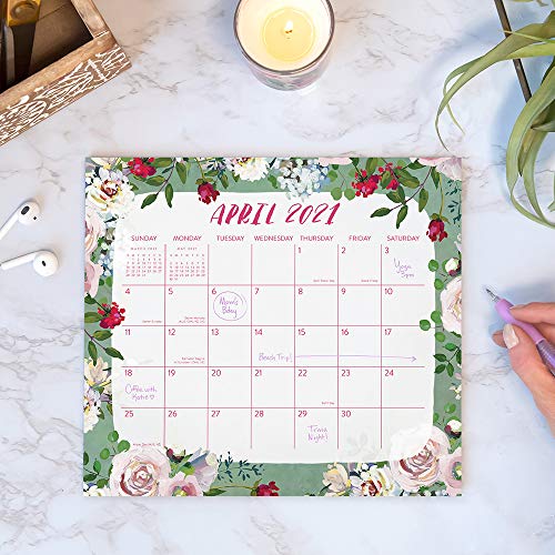 Magnetic monthly calendar pad 2021 in bella flora by orange circle