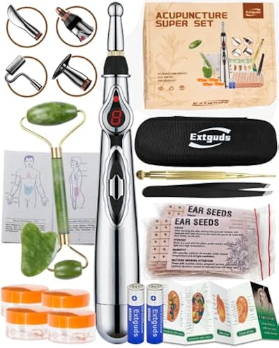 Acupuncture Super Set: 5-Head Electronic Acupuncture Pen + Gua Sha Tool ...