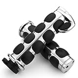 Chrome Billet Aluminum Bar End Cap Black Soft Gel Rubber Hand Grips w/ Palm Rest Fits Custom Motorcylce 7/8