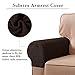 subrtex Spandex Stretch Fabric Armrest Covers Anti-Slip Furniture Protector Armchair Slipcovers for Recliner Sofa Set of 2（Chocolate Jacquard）